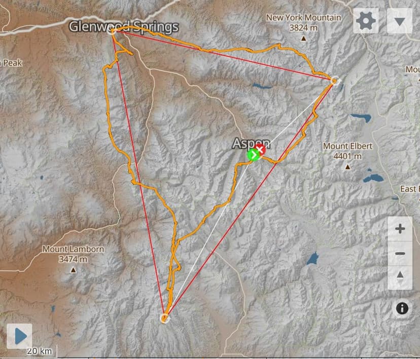 Pete Thompson set a New FAI North American Triangle record in Colorado, USA